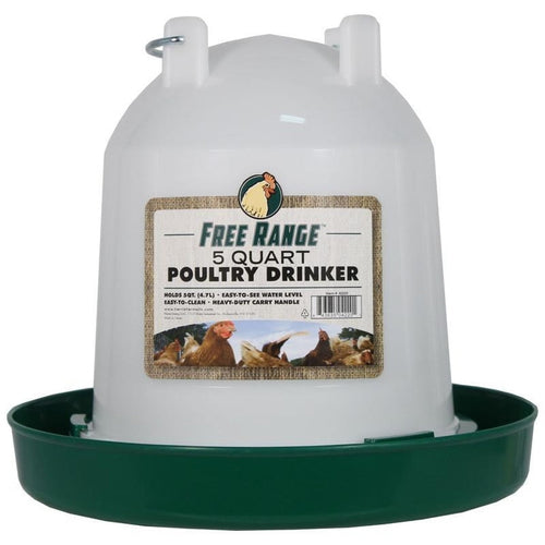 FREE RANGE PLASTIC POULTRY WATERER (5 QUART, GREEN/WHITE)